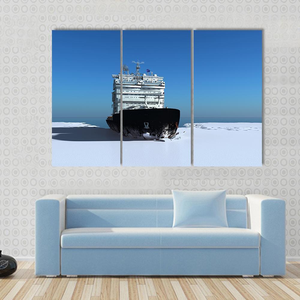 Icebreaker Ship On The Ice Canvas Wall Art-3 Horizontal-Gallery Wrap-37" x 24"-Tiaracle