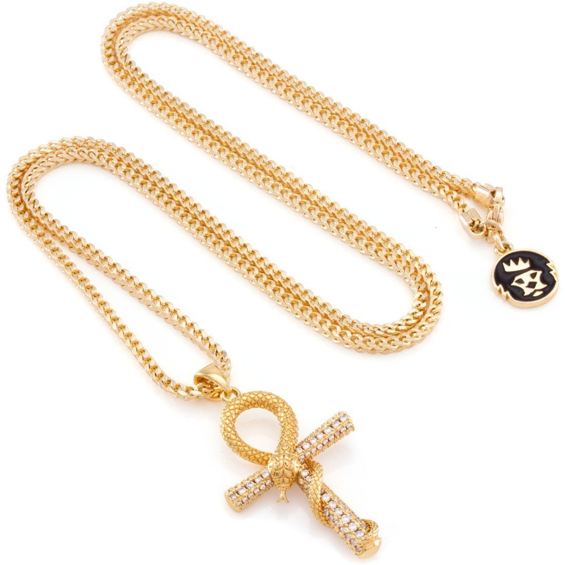 Iced-Out Apep and Ankh Key Necklace