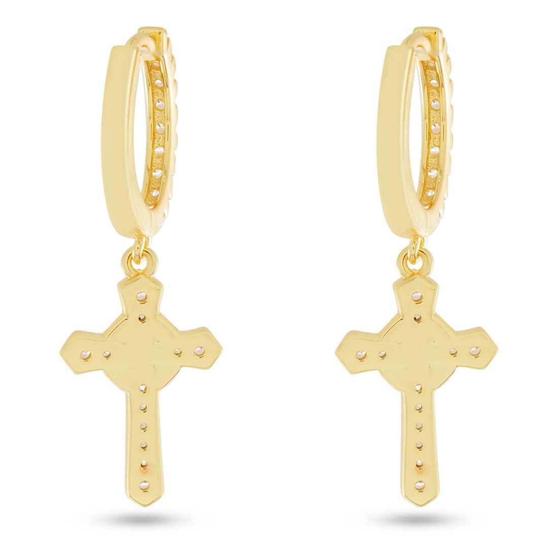 Iced Wrapped Cross Earrings