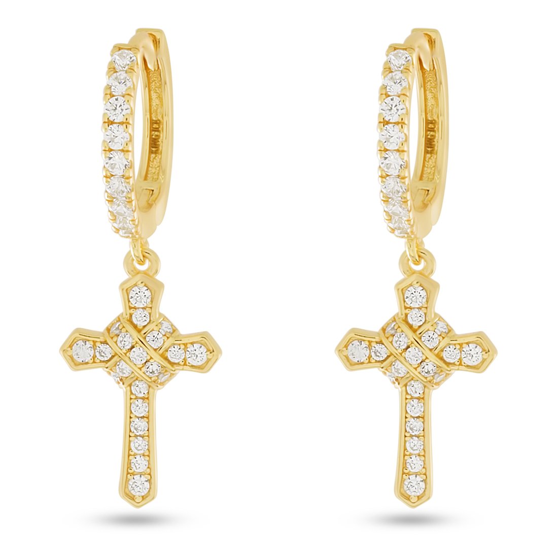Iced Wrapped Cross Earrings