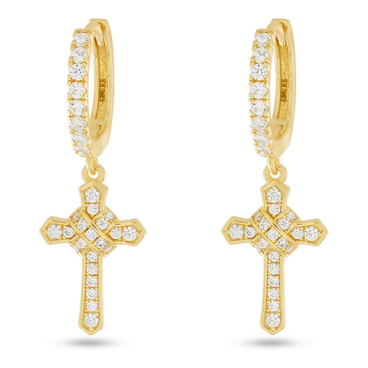 Iced Wrapped Cross Earrings