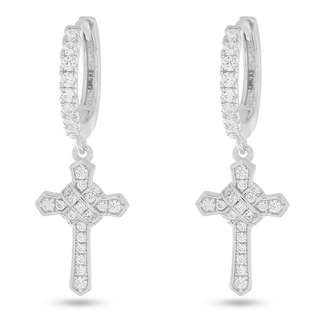 Iced Wrapped Cross Earrings