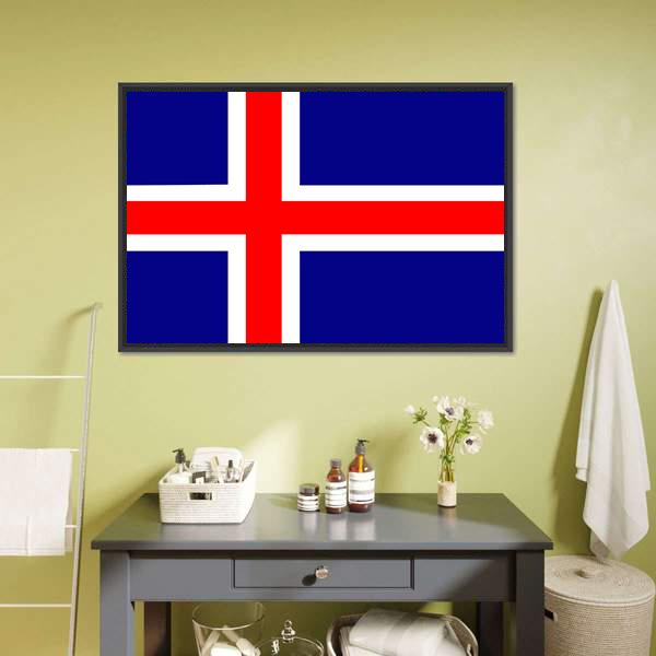 Iceland Flag Canvas Wall Art-1 Piece-Floating Frame-24" x 16"-Tiaracle