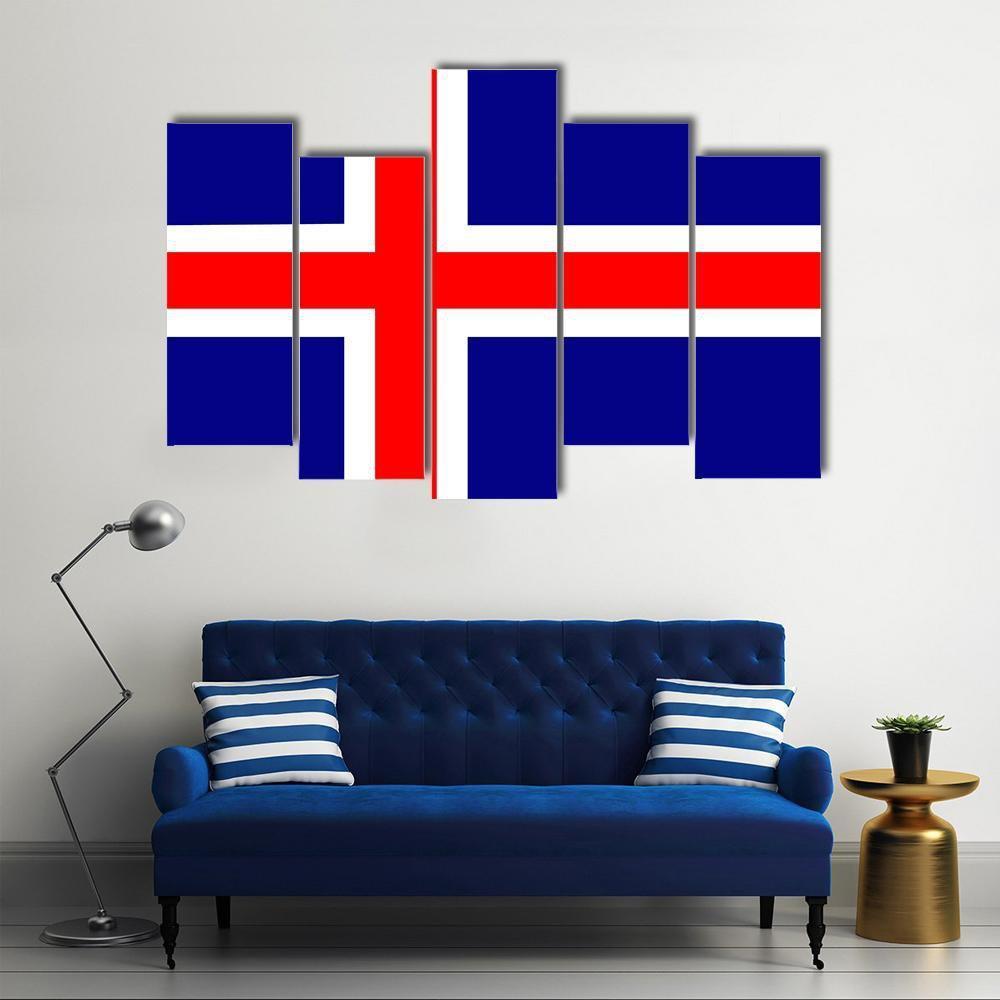 Iceland Flag Canvas Wall Art-5 Pop-Gallery Wrap-47" x 32"-Tiaracle