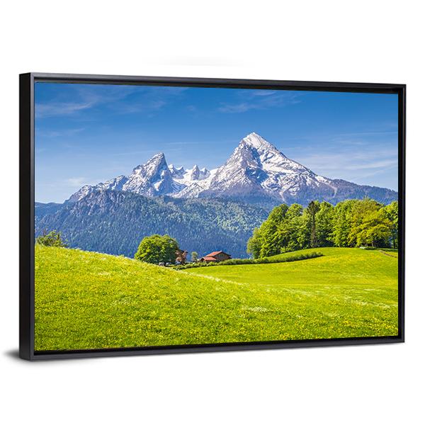 Idyllic Landscape In The Alps Canvas Wall Art-3 Horizontal-Gallery Wrap-25" x 16"-Tiaracle