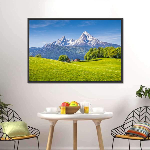 Idyllic Landscape In The Alps Canvas Wall Art-3 Horizontal-Gallery Wrap-25" x 16"-Tiaracle