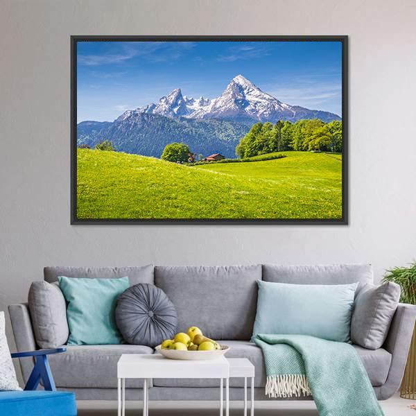 Idyllic Landscape In The Alps Canvas Wall Art-3 Horizontal-Gallery Wrap-25" x 16"-Tiaracle