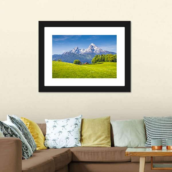 Idyllic Landscape In The Alps Canvas Wall Art-3 Horizontal-Gallery Wrap-25" x 16"-Tiaracle