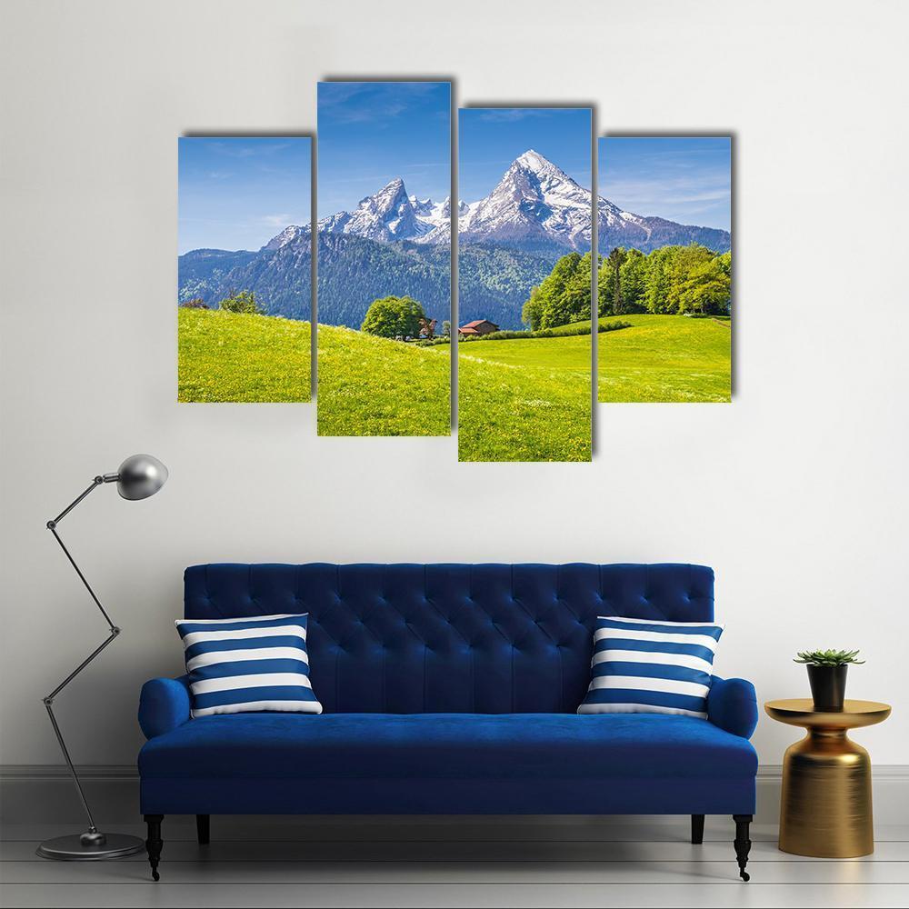 Idyllic Landscape In The Alps Canvas Wall Art-4 Pop-Gallery Wrap-50" x 32"-Tiaracle