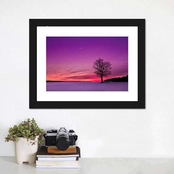 Idyllic Sunset In Field Canvas Wall Art-1 Piece-Framed Print-20" x 16"-Tiaracle