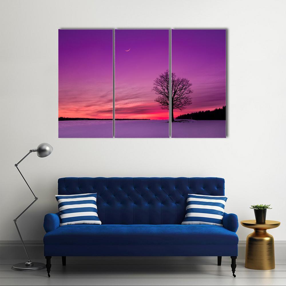 Idyllic Sunset In Field Canvas Wall Art-3 Horizontal-Gallery Wrap-37" x 24"-Tiaracle