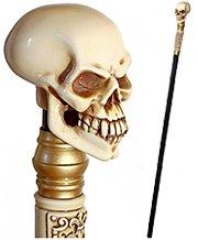 Scratch & Dent Gothic Style Knob Ivory Scroll Skull Cane V1820
