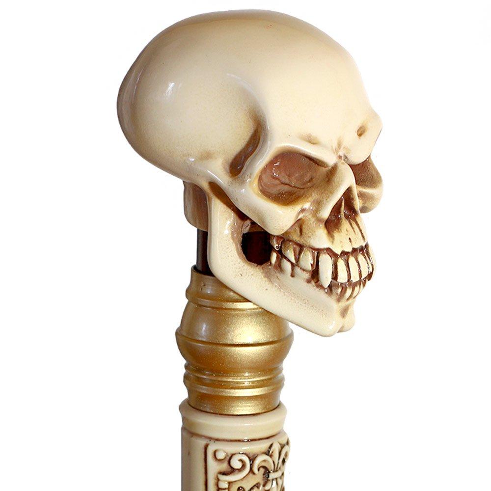 Scratch & Dent Gothic Style Knob Ivory Scroll Skull Cane V1820