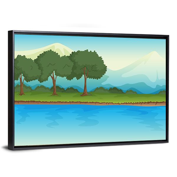 Illustration Of A River Canvas Wall Art-3 Horizontal-Gallery Wrap-25" x 16"-Tiaracle