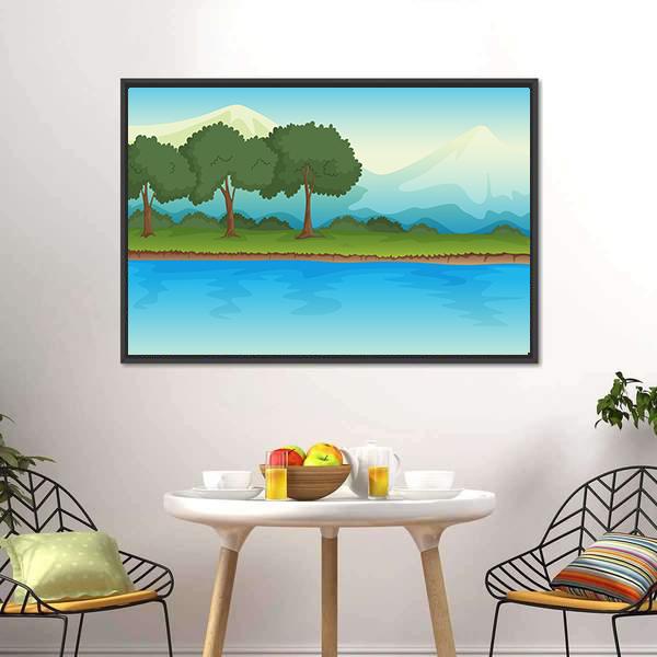 Illustration Of A River Canvas Wall Art-3 Horizontal-Gallery Wrap-25" x 16"-Tiaracle