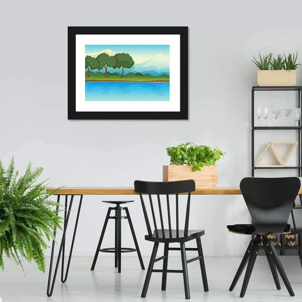 Illustration Of A River Canvas Wall Art-3 Horizontal-Gallery Wrap-25" x 16"-Tiaracle