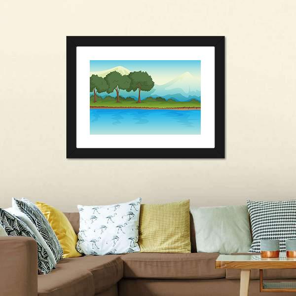 Illustration Of A River Canvas Wall Art-3 Horizontal-Gallery Wrap-25" x 16"-Tiaracle