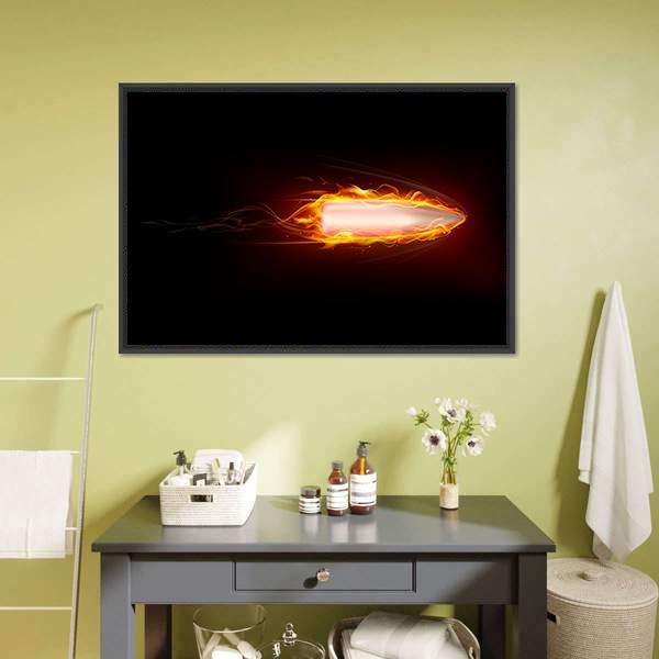 Illustration Of Fiery Bullet Canvas Wall Art-1 Piece-Floating Frame-24" x 16"-Tiaracle