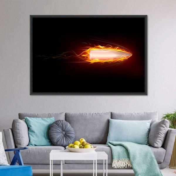 Illustration Of Fiery Bullet Canvas Wall Art-3 Horizontal-Gallery Wrap-25" x 16"-Tiaracle