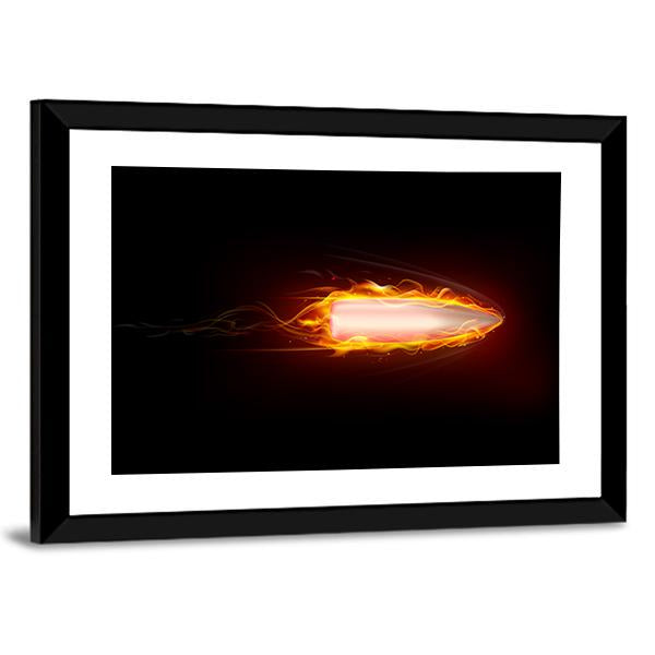 Illustration Of Fiery Bullet Canvas Wall Art-3 Horizontal-Gallery Wrap-25" x 16"-Tiaracle