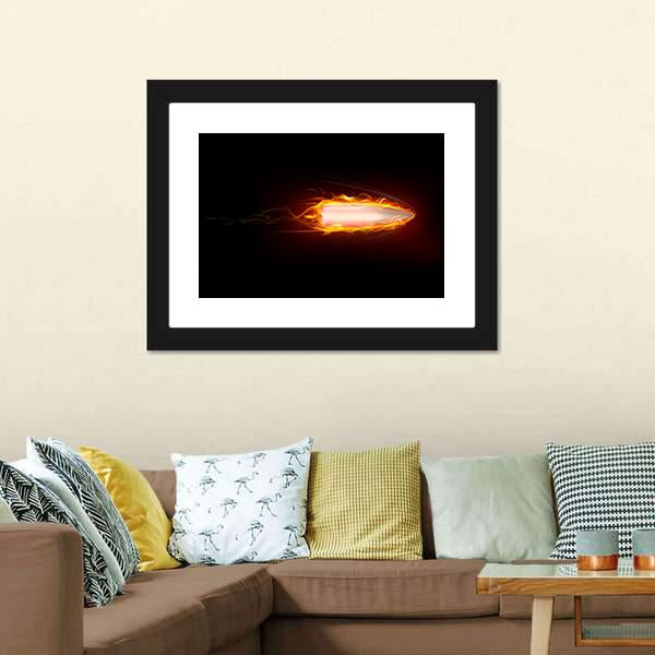 Illustration Of Fiery Bullet Canvas Wall Art-3 Horizontal-Gallery Wrap-25" x 16"-Tiaracle