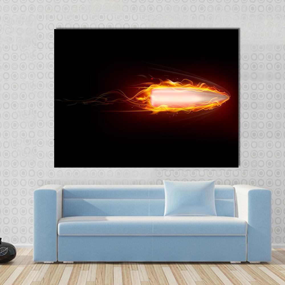 Illustration Of Fiery Bullet Canvas Wall Art-1 Piece-Gallery Wrap-48" x 32"-Tiaracle