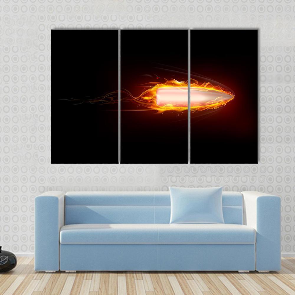 Illustration Of Fiery Bullet Canvas Wall Art-3 Horizontal-Gallery Wrap-37" x 24"-Tiaracle