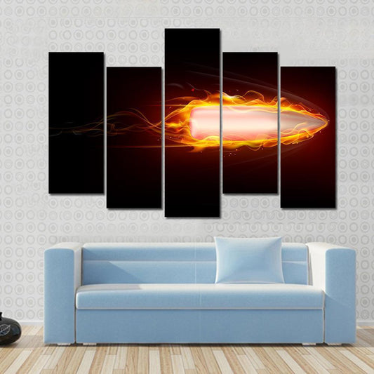 Illustration Of Fiery Bullet Canvas Wall Art-5 Pop-Gallery Wrap-47" x 32"-Tiaracle