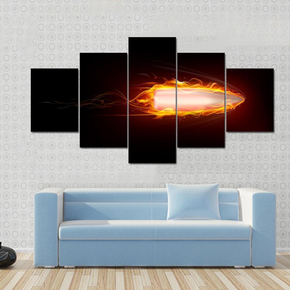 Illustration Of Fiery Bullet Canvas Wall Art-5 Star-Gallery Wrap-62" x 32"-Tiaracle