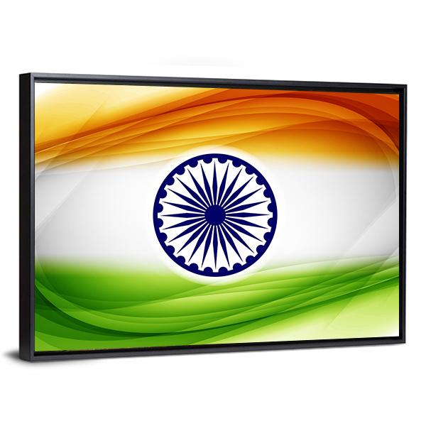 Indian Flag Canvas Wall Art-3 Horizontal-Gallery Wrap-25" x 16"-Tiaracle