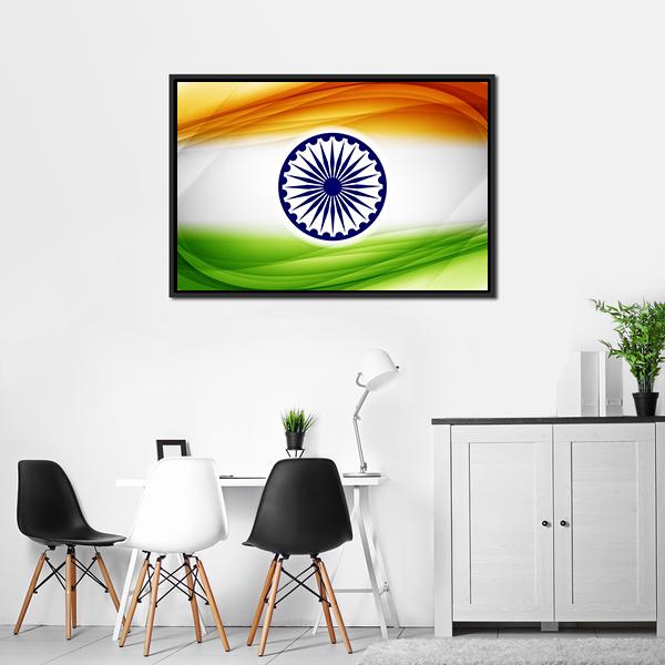 Indian Flag Canvas Wall Art-3 Horizontal-Gallery Wrap-25" x 16"-Tiaracle