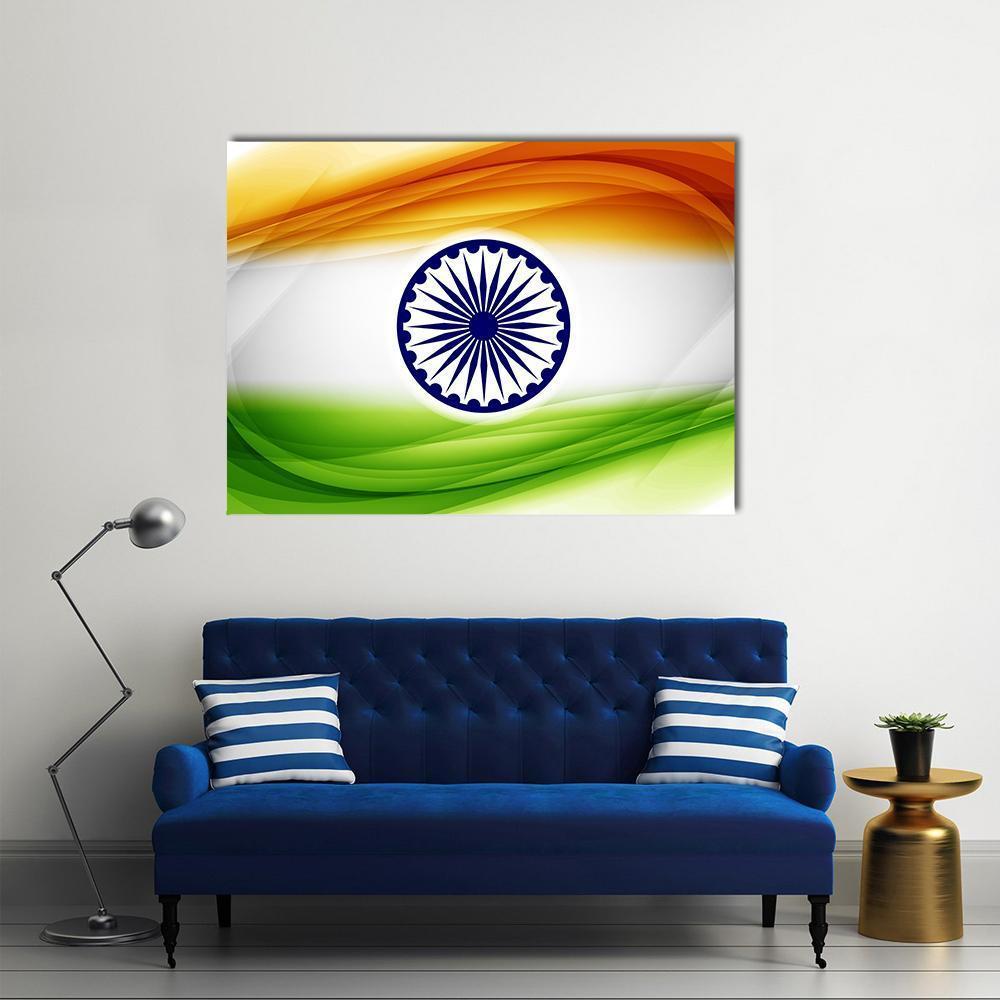 Indian Flag Canvas Wall Art-1 Piece-Gallery Wrap-48" x 32"-Tiaracle