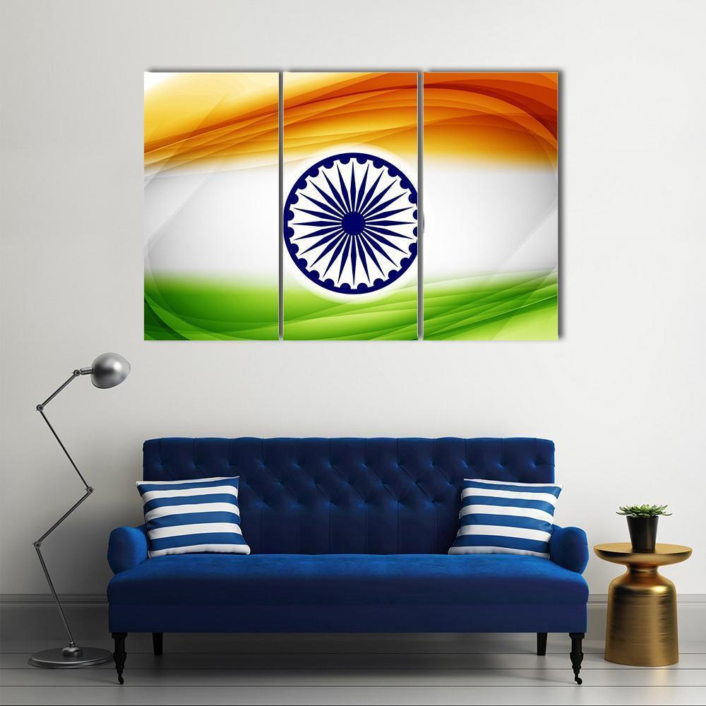 Indian Flag Canvas Wall Art-3 Horizontal-Gallery Wrap-37" x 24"-Tiaracle