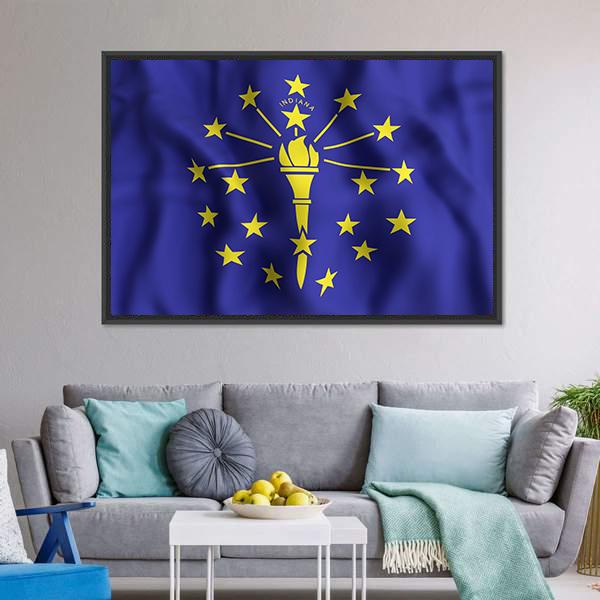 Indiana Flag Canvas Wall Art-3 Horizontal-Gallery Wrap-25" x 16"-Tiaracle