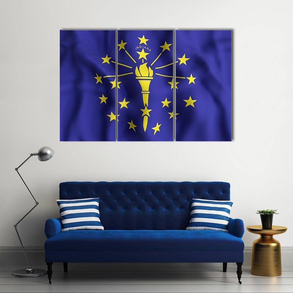 Indiana Flag Canvas Wall Art-3 Horizontal-Gallery Wrap-37" x 24"-Tiaracle
