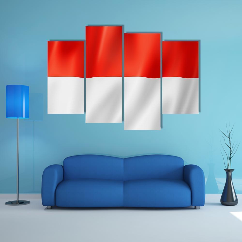 Indonesia Flag Canvas Wall Art-4 Pop-Gallery Wrap-50" x 32"-Tiaracle