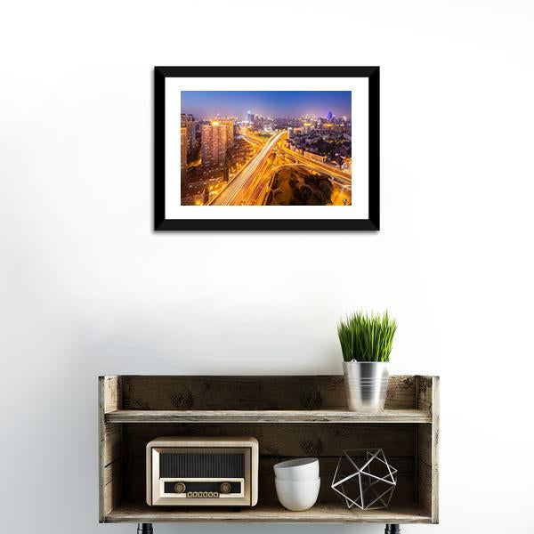 Intersection Of Two Viaducts Shanghai Canvas Wall Art-1 Piece-Framed Print-20" x 16"-Tiaracle