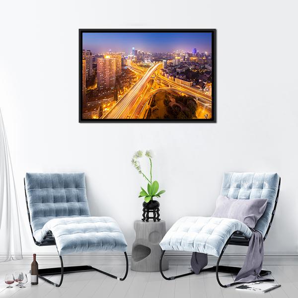 Intersection Of Two Viaducts Shanghai Canvas Wall Art-3 Horizontal-Gallery Wrap-25" x 16"-Tiaracle