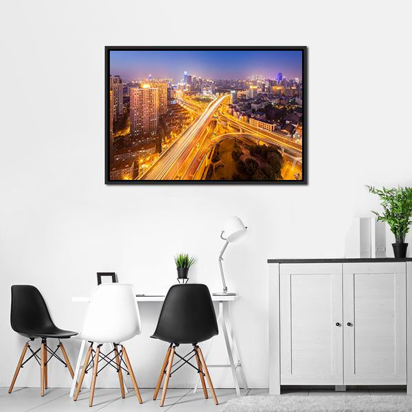 Intersection Of Two Viaducts Shanghai Canvas Wall Art-3 Horizontal-Gallery Wrap-25" x 16"-Tiaracle