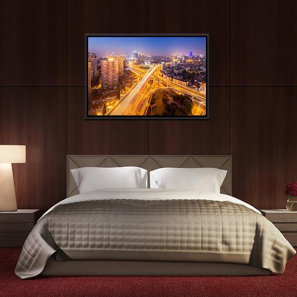 Intersection Of Two Viaducts Shanghai Canvas Wall Art-3 Horizontal-Gallery Wrap-25" x 16"-Tiaracle