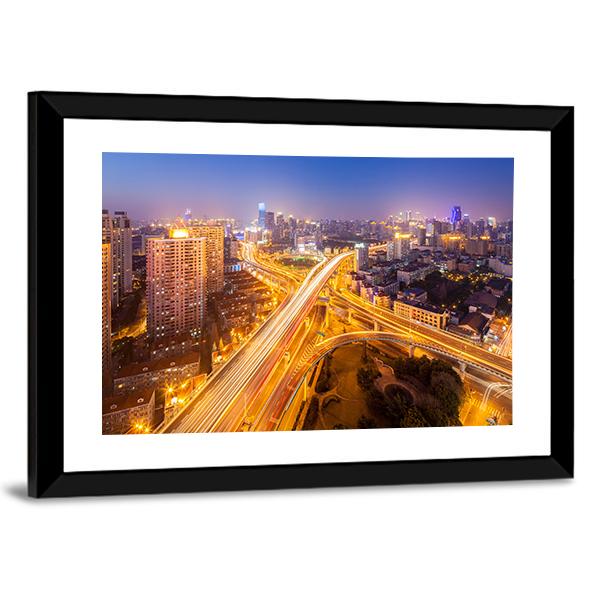 Intersection Of Two Viaducts Shanghai Canvas Wall Art-3 Horizontal-Gallery Wrap-25" x 16"-Tiaracle