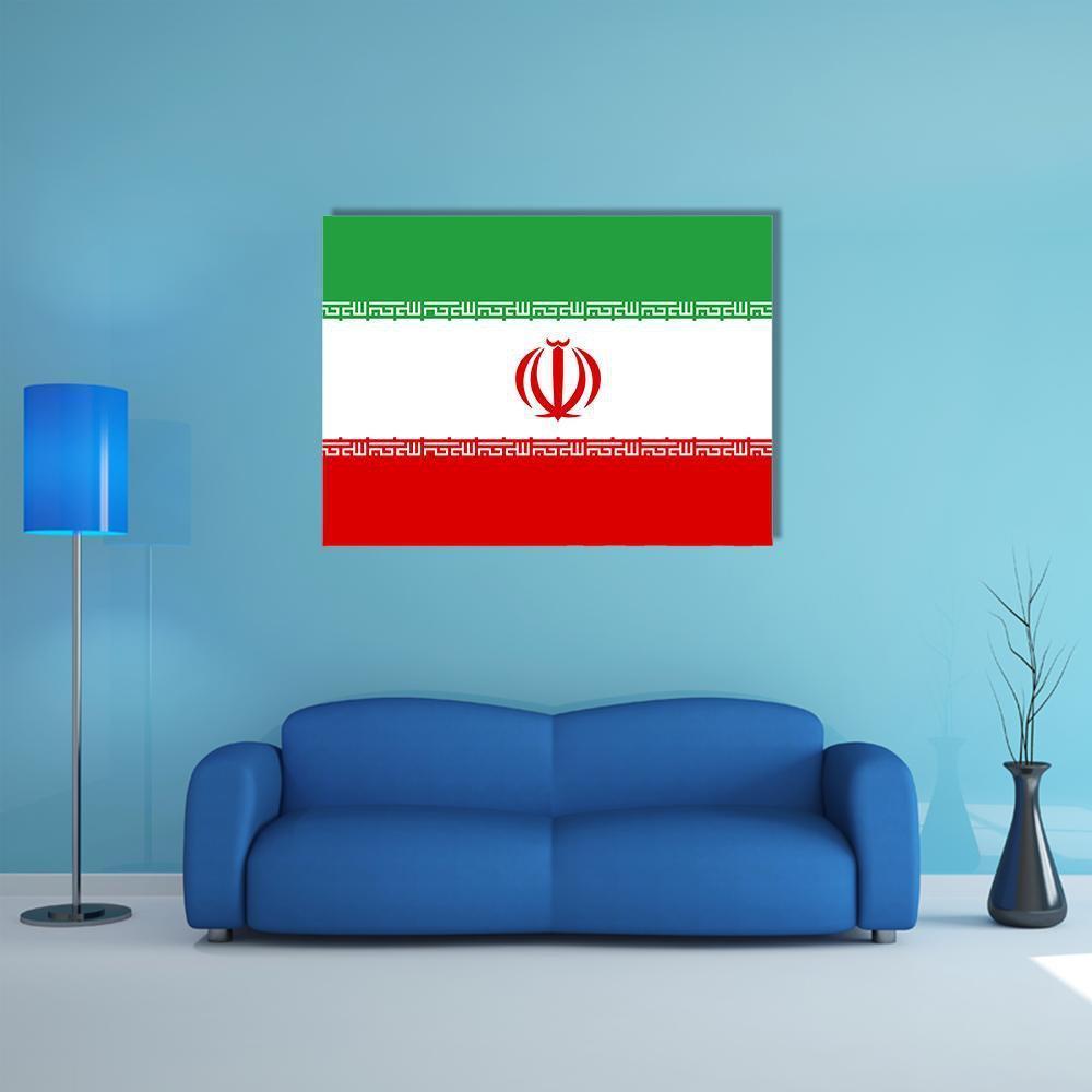 Iran Flag Canvas Wall Art-1 Piece-Gallery Wrap-48" x 32"-Tiaracle