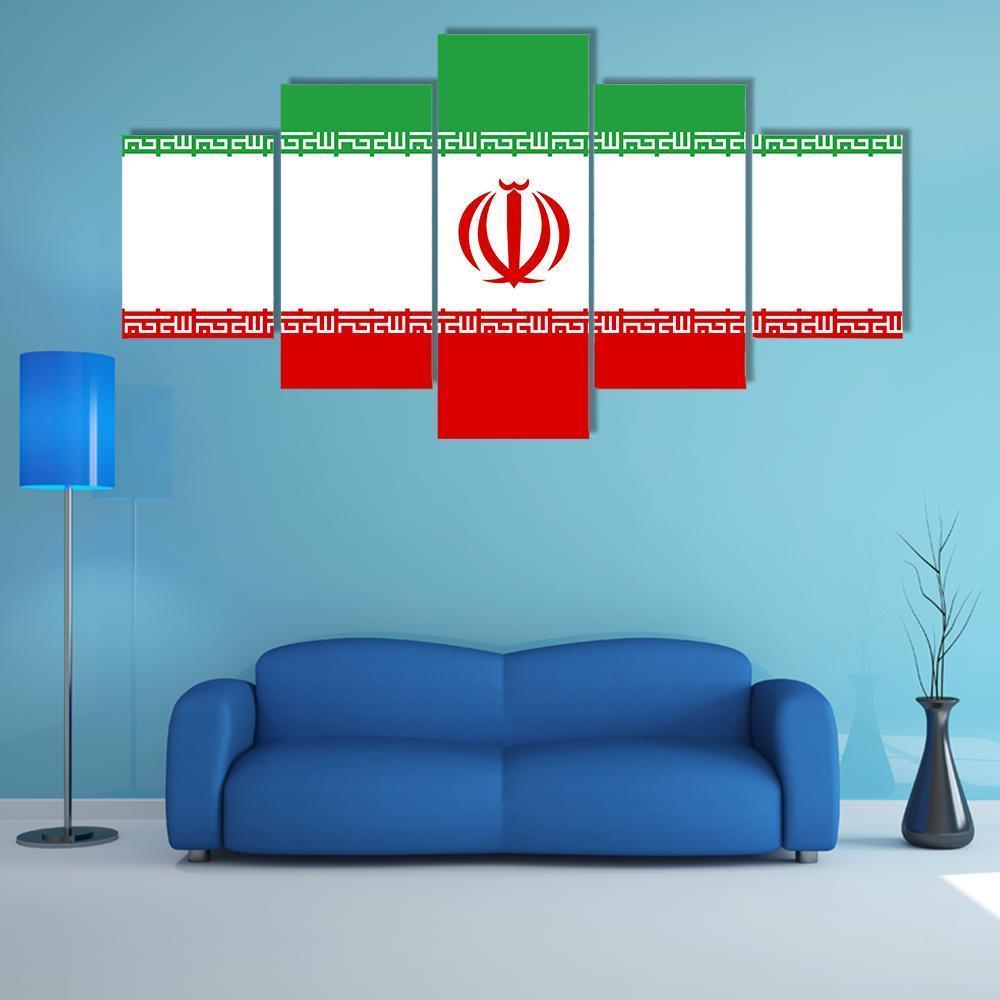 Iran Flag Canvas Wall Art-5 Star-Gallery Wrap-62" x 32"-Tiaracle