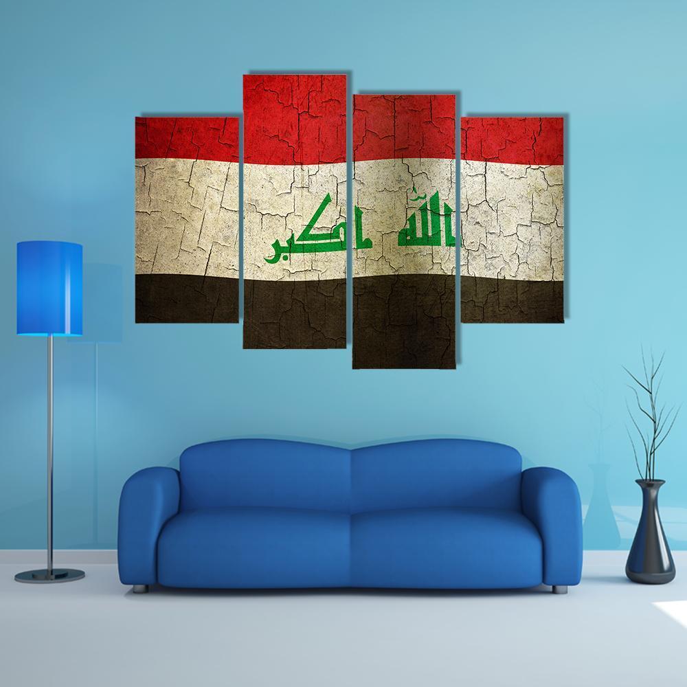 Iraq Flag Canvas Wall Art-4 Pop-Gallery Wrap-50" x 32"-Tiaracle