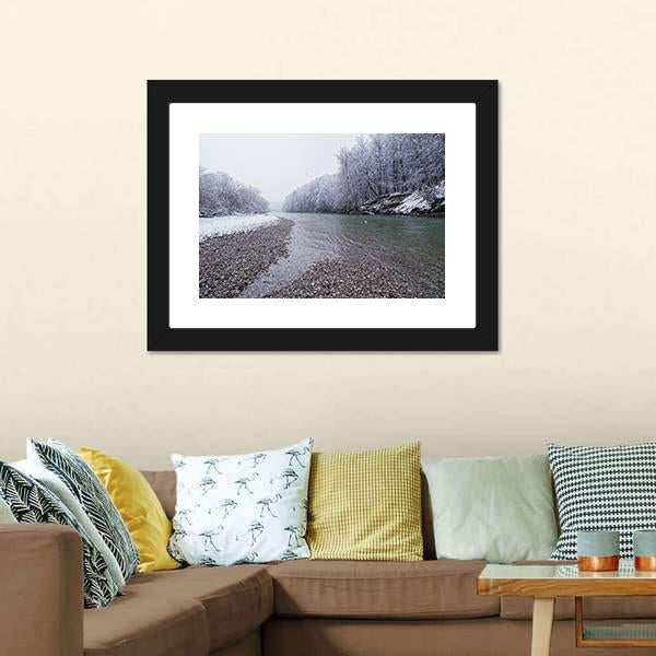 Isar River In Winter Canvas Wall Art-3 Horizontal-Gallery Wrap-25" x 16"-Tiaracle