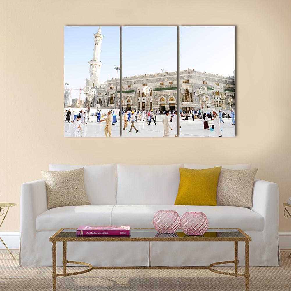 Islamic Holy Place Mecca Canvas Wall Art-3 Horizontal-Gallery Wrap-37" x 24"-Tiaracle