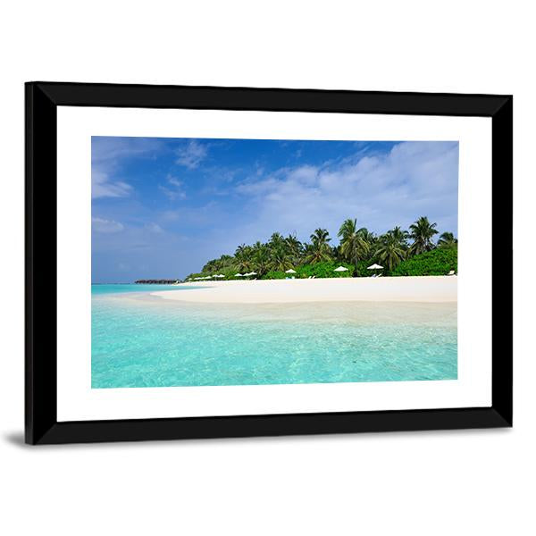 Island Beach At Maldives Canvas Wall Art-3 Horizontal-Gallery Wrap-25" x 16"-Tiaracle