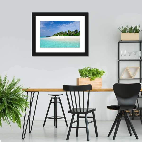 Island Beach At Maldives Canvas Wall Art-3 Horizontal-Gallery Wrap-25" x 16"-Tiaracle