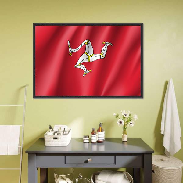 Isle Of Man National Flag Canvas Wall Art-1 Piece-Floating Frame-24" x 16"-Tiaracle
