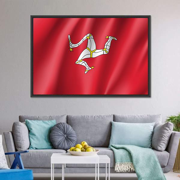 Isle Of Man National Flag Canvas Wall Art-3 Horizontal-Gallery Wrap-25" x 16"-Tiaracle